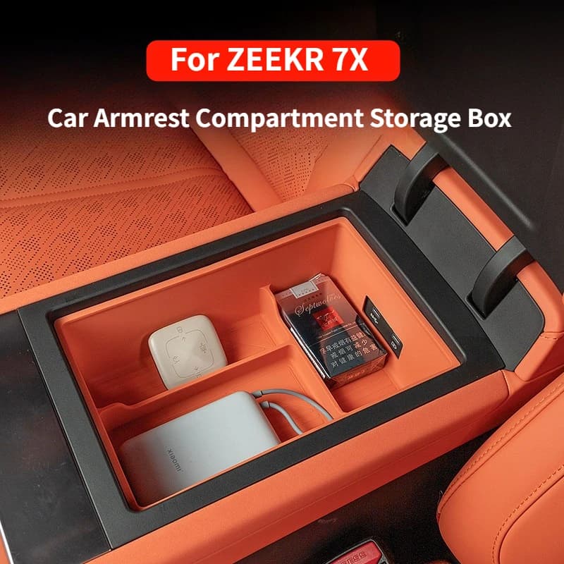 For ZEEKR 7X 2026 Car Armrest Compartment Storage Box Silicone Car Central Control Storage Box Auto Interior Accessories