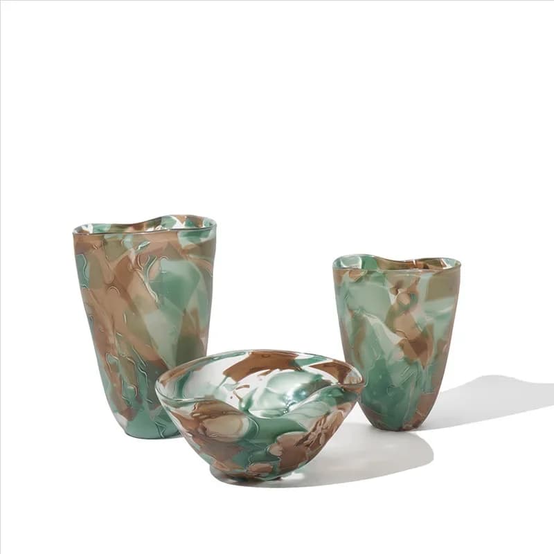 Retro style color gradual change pattern open flower pot creative home fruit plate countertop model room decorative glass vase