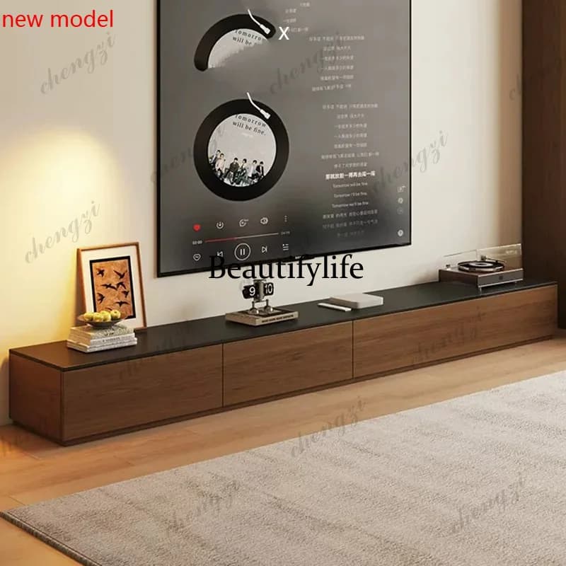 DD182Meubles TV Minimalistes en Bois, Tiroirs Esthétiques pour Films, Table TV de Luxe avec Rangement,Organisateur de Divertisse
