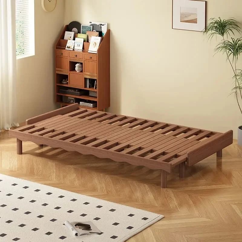 New Gray Wood Sofa Bed With Sliding Mechanism Living Room