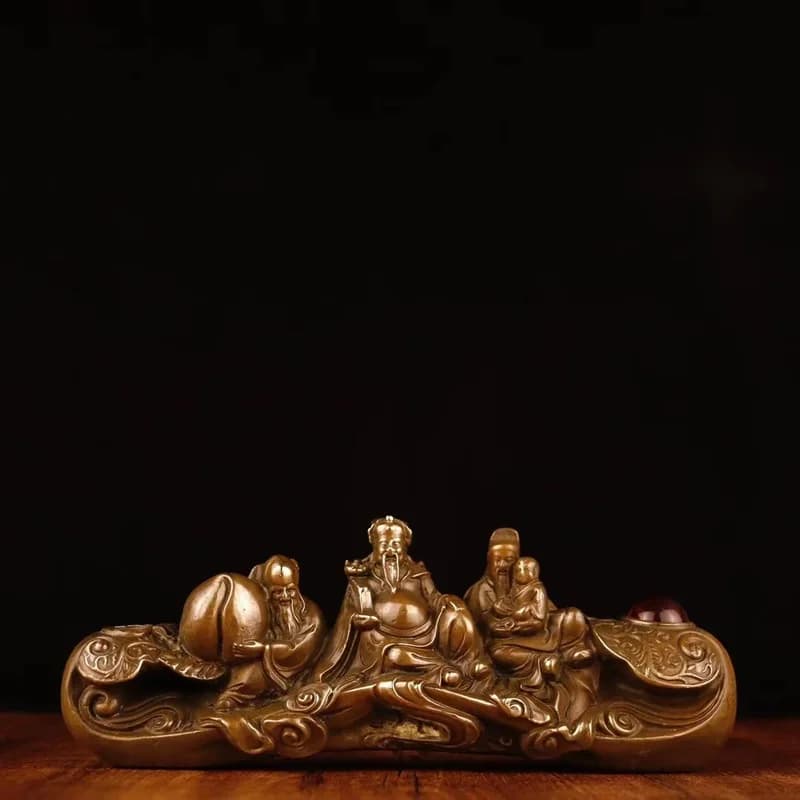 Bronze statue of the Three Immortals of Fortune, Prosperity, and Longevity, bronze statue of the Fortune, Prosperity, and Wealth