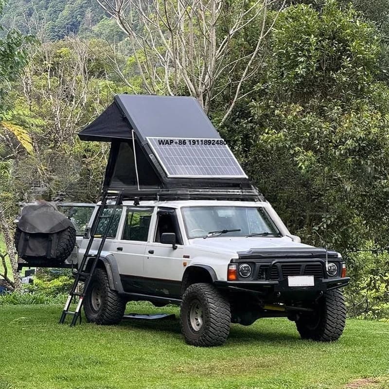 4x4 Overlanding Car Roof Top Tent Camper Four Season Waterproof Durable Roof Top Tent Hard Shell Aluminum with Solar Panel
