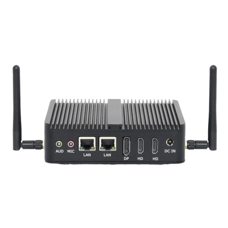Fanless Edge AI Industrial Mini PC with RK3588 NPU Rugged Compact Computer for Digital Signage & Automation Control