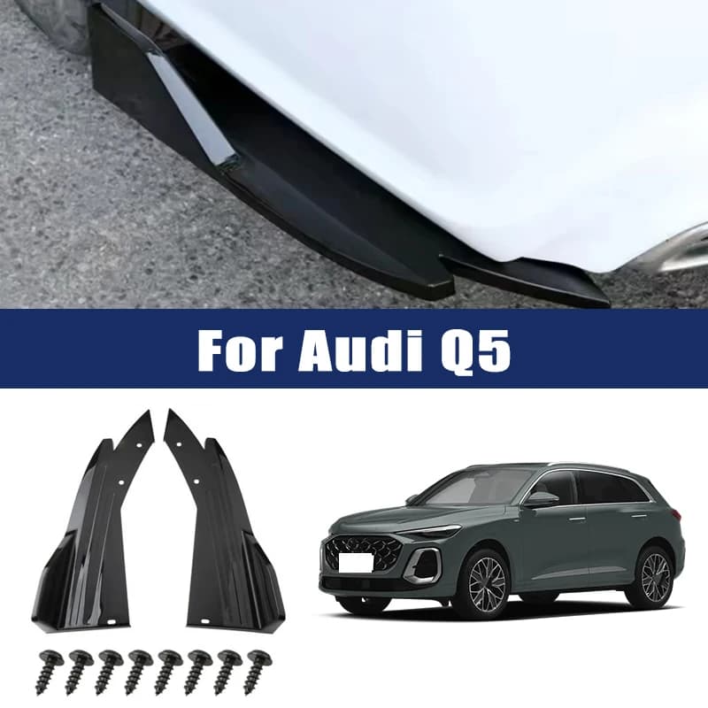 Car Rear Bumper Spoiler Lip Carbon Fiber Wing Trim Protection Anti-crash Diffuser Side Skirt Wrap Angle Splitter For Audi Q5