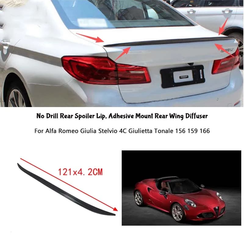 For Alfa Romeo Giulia Stelvio 4C Giulietta Tonale 156 159 166 Rear Wing Lip Car Rear Trunk Boot Lip Spoiler Wing