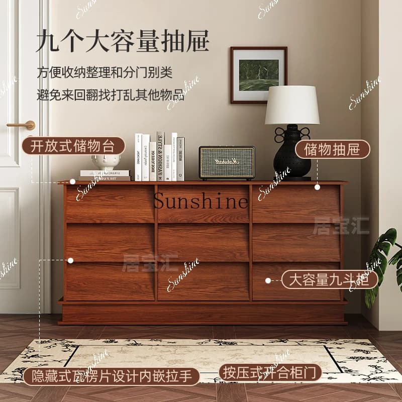 Medieval living room storage locker retro simple dining side sofa side cabinet  FT