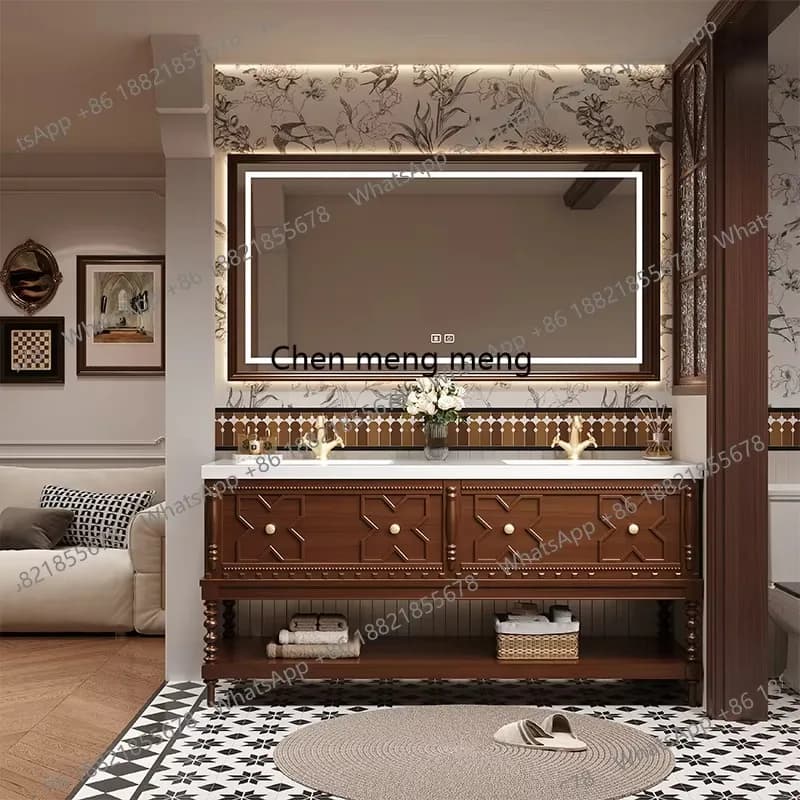 E182 Embedded Vanity Bathroom Cabinets Drawers Shelves Sink Smart Bathroom Cabinets Armoire Oak Furniture Armoires De Bain