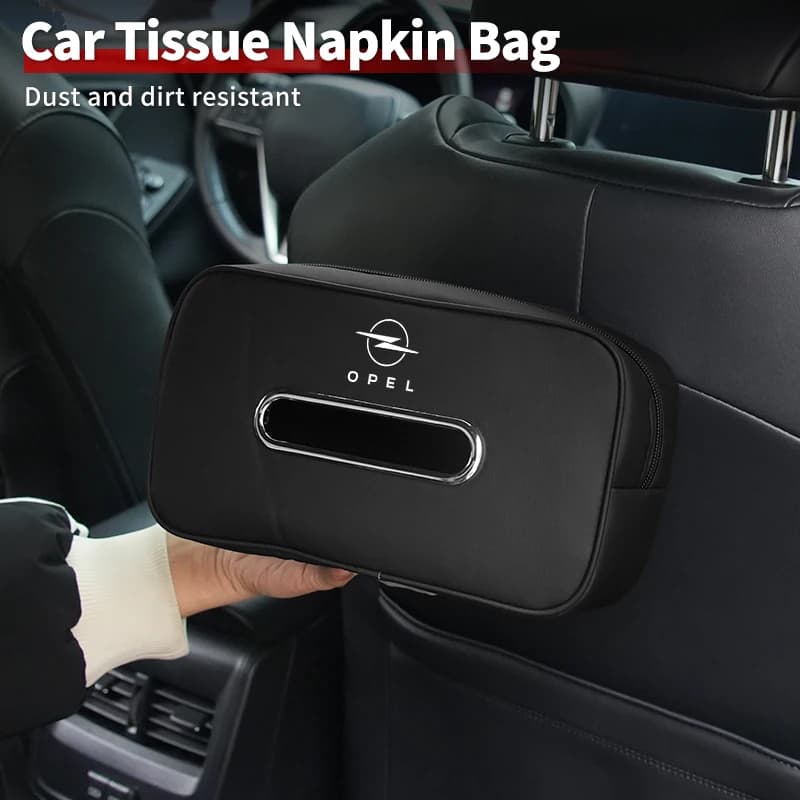 Car Mounted Tissue Box Leather Backrest Hanging Tissue Bag Accessories For Opel Grandland Astra Insignia Corsa Zafira Meriva