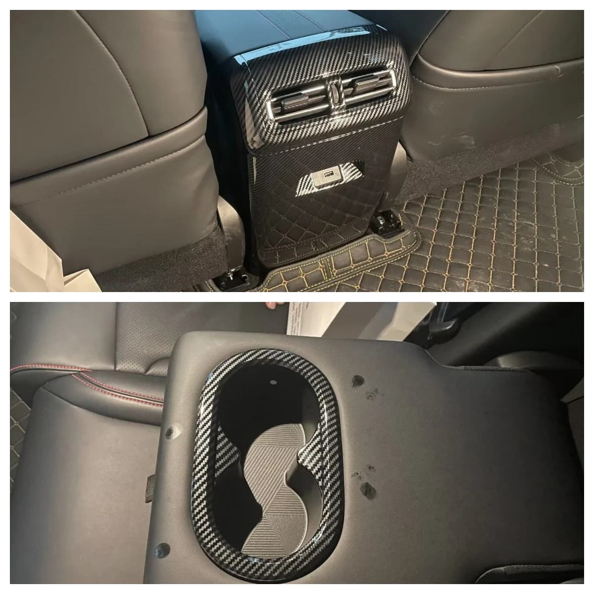 Carbon Fiber Car Rear Armrest Air Vent Frame Trims Outlet Anti-kick Panel Protect For Trumpchi Gac Emkoo 2022 2023 2024 Kit