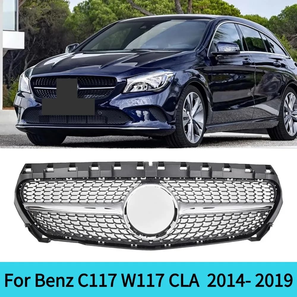 For Mercedes Benz C117 W117 CLA 2014-2019 Sport Upgrade Mesh Front Grille Bumper Radiator Grill Refit - Inlet Grille Bumper