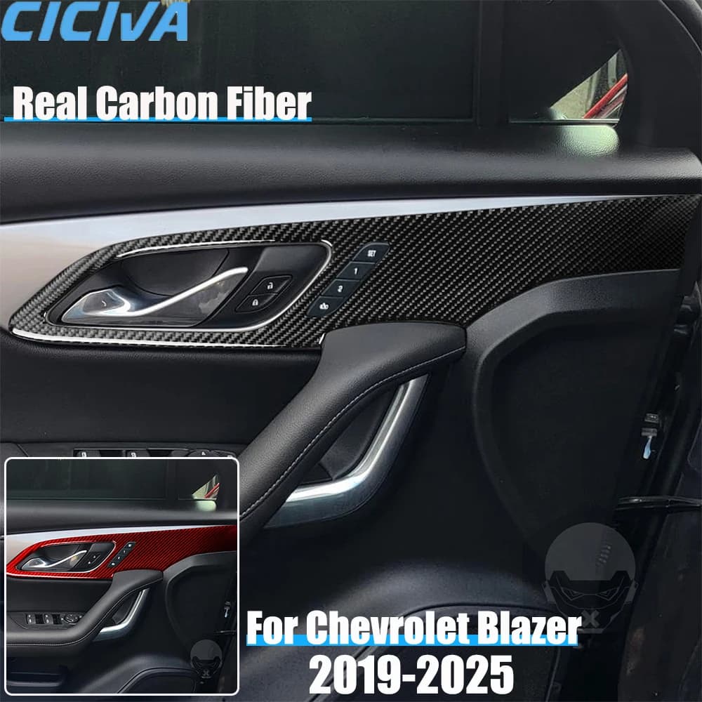 Real Carbon Fiber Car Accessories Door Panel Trim Cover Soft Sticker For Chevrolet Blazer 2019 2020 2021 2022 2023 2024 2025