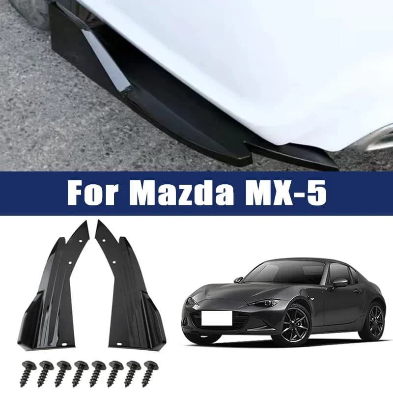 2pcs Car Rear Bumper Spoiler Lip Carbon Fiber Wing Trim Anti-crash Diffuser Side Skirt Wrap Angle Splitter For Mazda MX-5