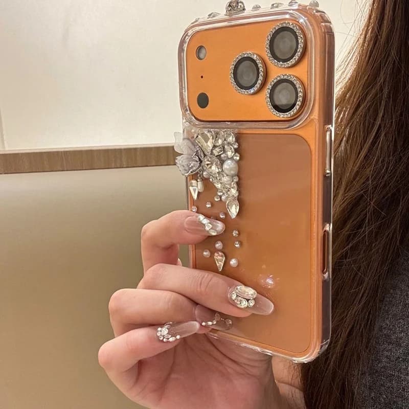 For iPhone 17 Pro Max Case Clear butterfly style Diamond Crystal phone case for iPhone 12 13 14 15 16 17pro Max Cover Soft