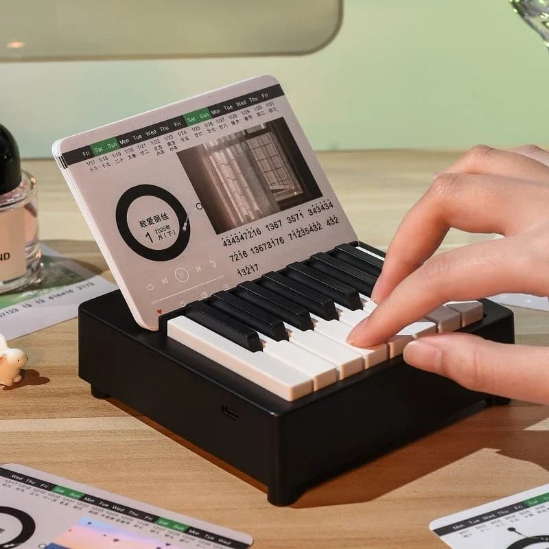 Piano calendar, high-value desk calendar, can play mini piano desktop ornament