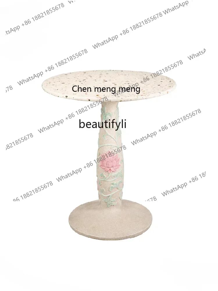D178 H Chinese Garden Outdoor Courtyard Table and Chair Outdoor Terrazzo Table Balcony Terrace Yard round Table