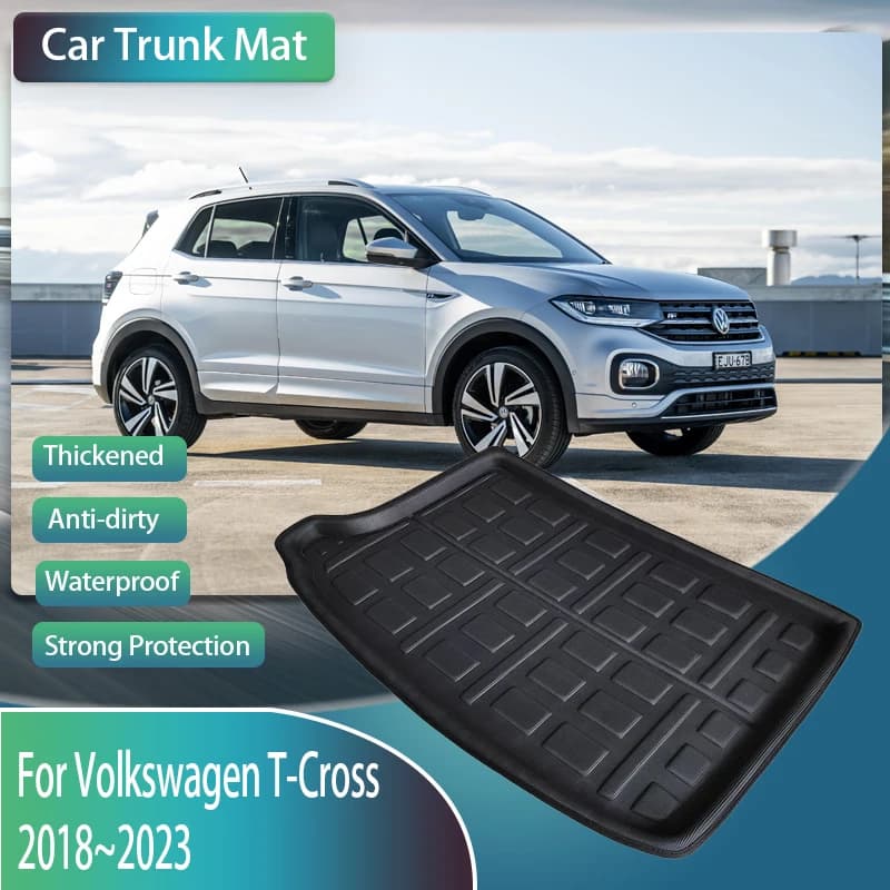 Car Trunk Storage Pads For Volkswagen T-Cross VW T Cross 2018~2023 2022 Waterproof Boot Cover Carpet Trunk Mats Auto Accessories