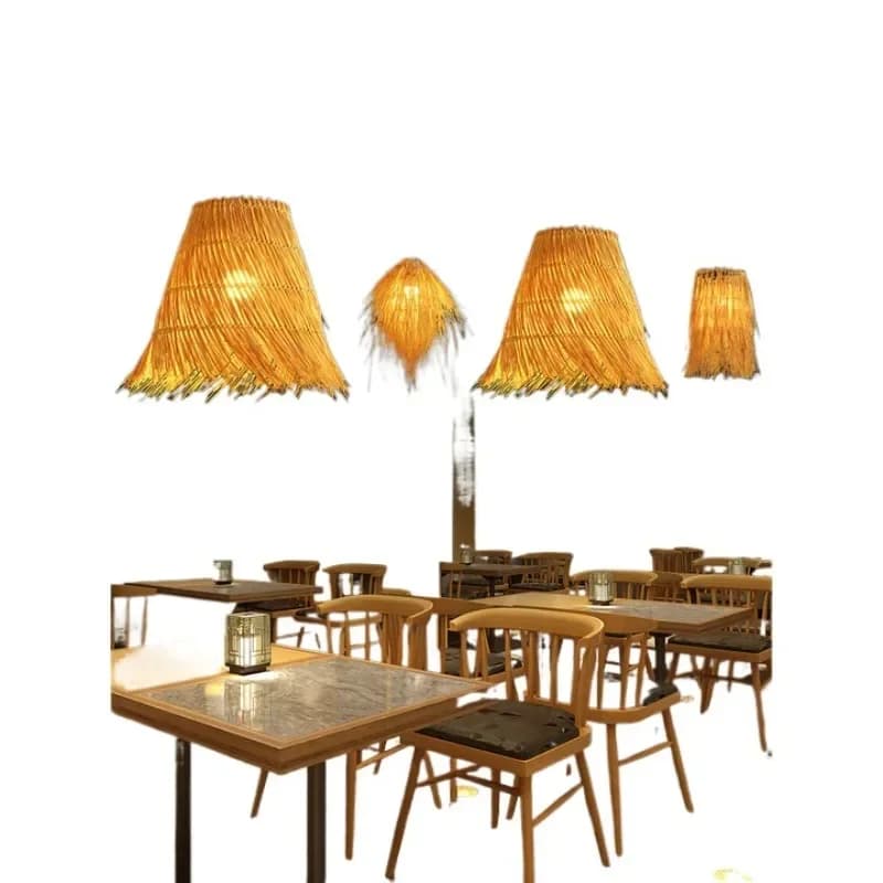 Bamboo art bamboo chandelier retro zen tea room lamps B & B restaurant Chinese lantern creative Japanese rattan lampshade
