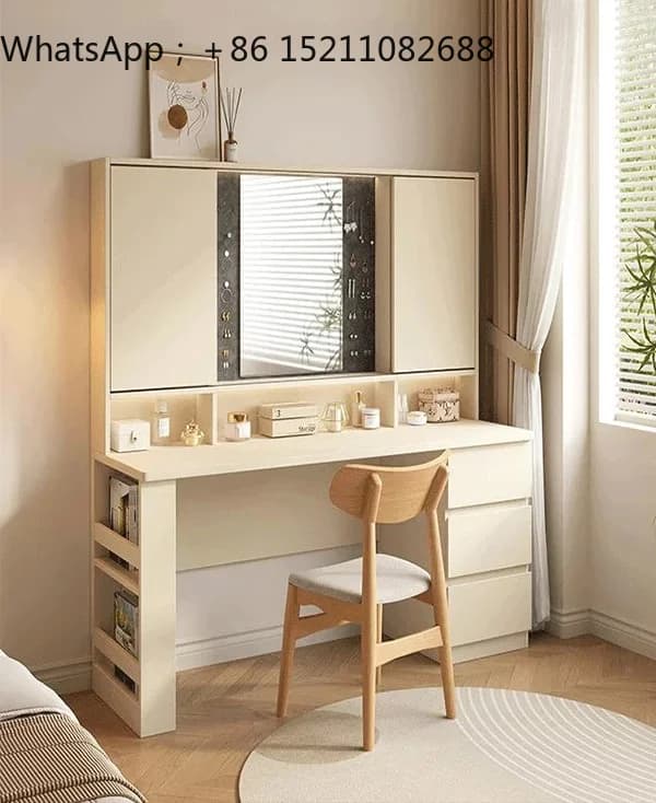 LLY solid wood dresser integrated makeup mirror new cream wind storage modern bedroom simple makeup table