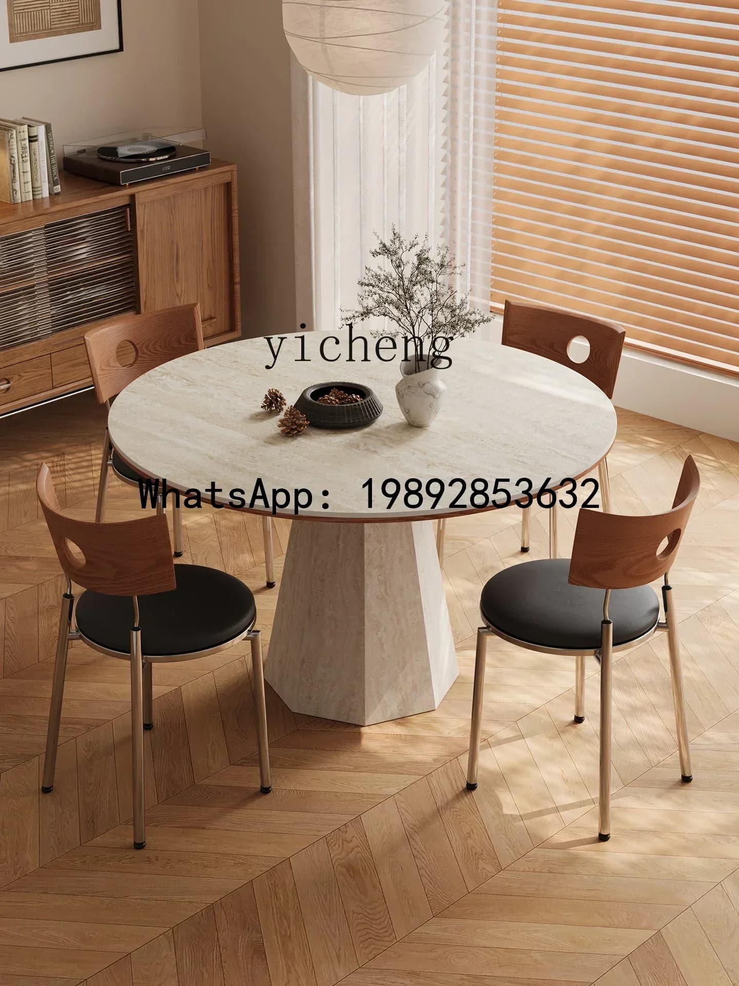 X7 Stone Rock Plate Dining Table Home Small Apartment Living Room Dining Table Medieval Style 1m Rock Plate Round Table