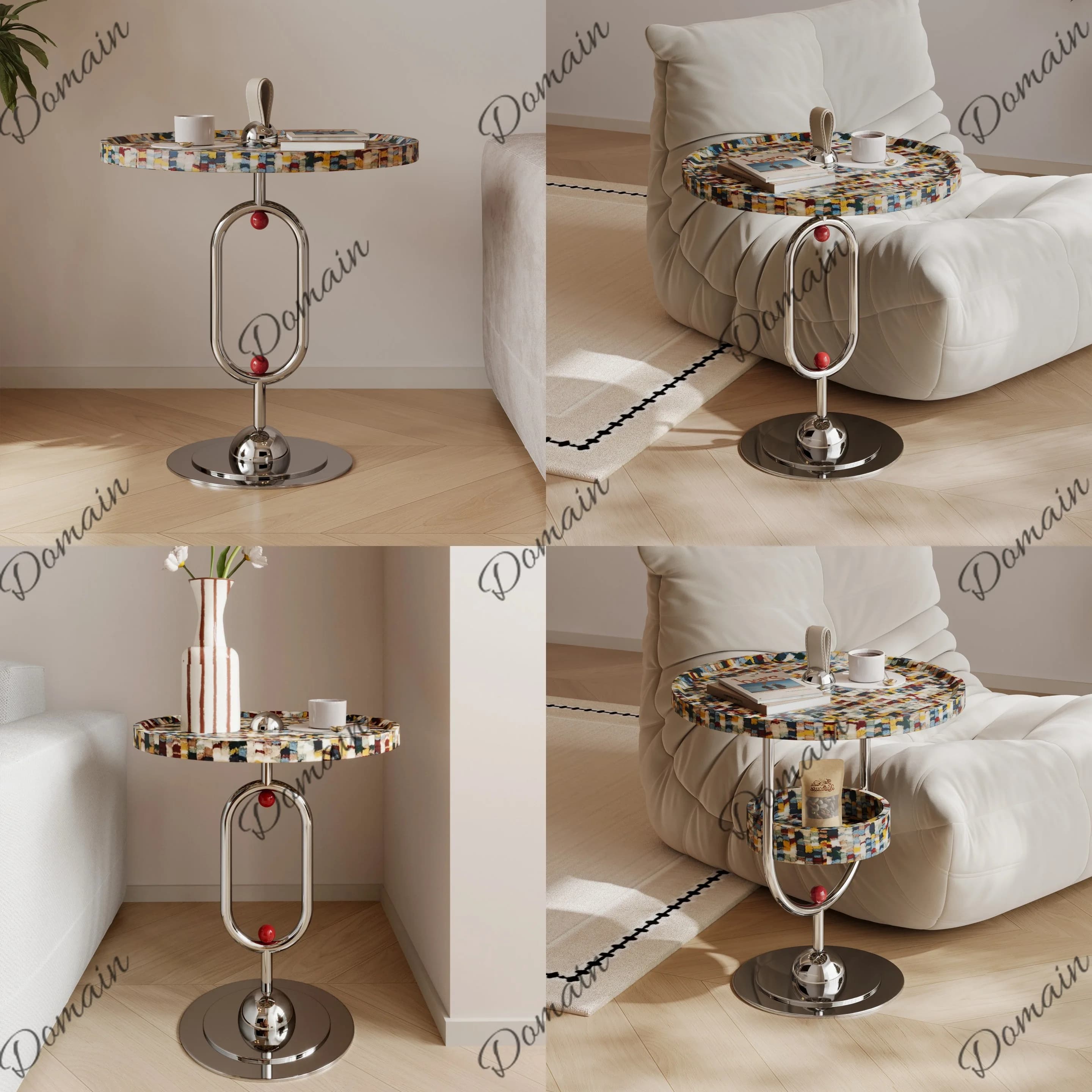Rainbow Creative Side Table for Living Room, Italian Luxury Small Sofa End Table, Designer Nightstand for Bedroom Balcony