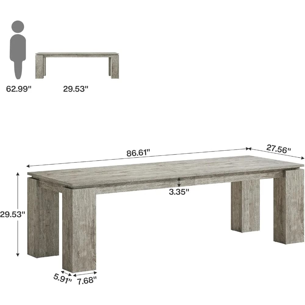 "86" Long Modern Two-Person Desk for Home Office, Dual Computer Workstation Table"