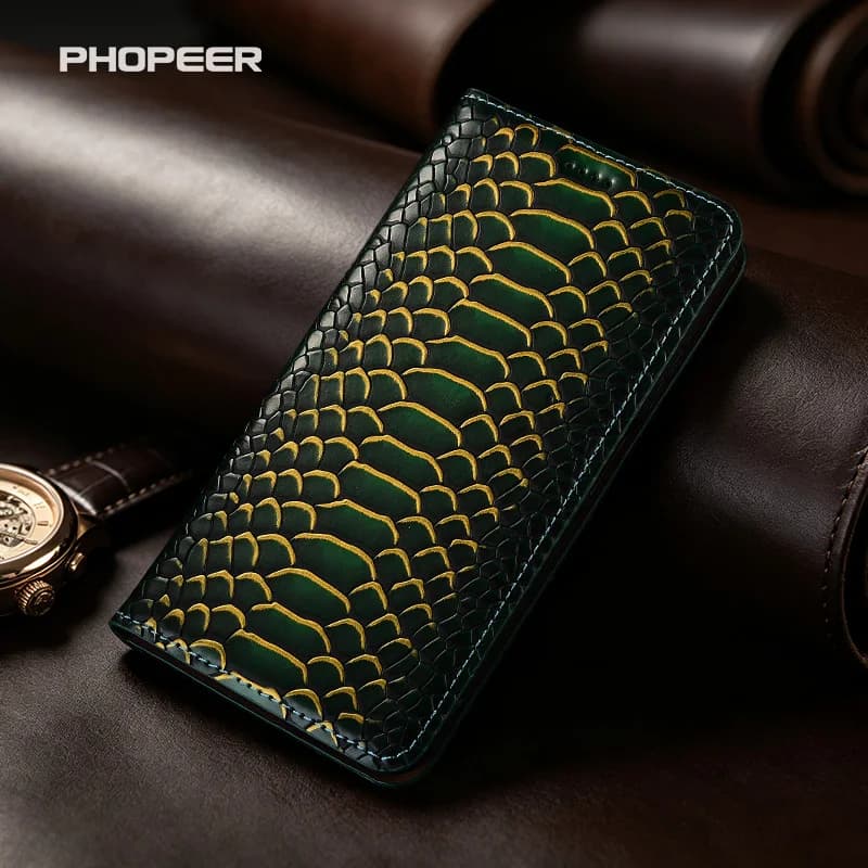 Luxury Python-Patterned PU Leather Phone Case for OnePlus Nord CE 5 4 3 2 Lite N300 200 100 30 20 10 SE