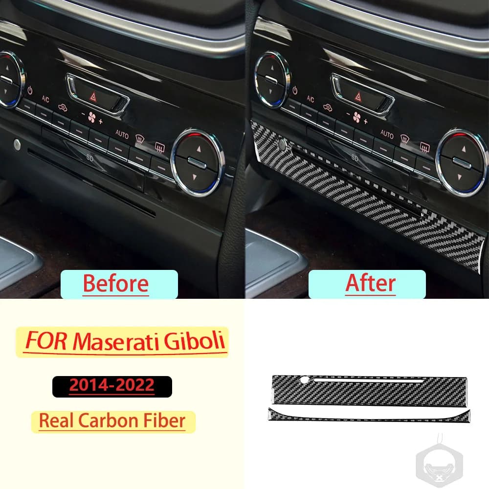 Real Soft Carbon Fiber For Maserati Giboli  2014–2022 Car Center Console CD Panel Trim Customizable Sticker Interior Accessories