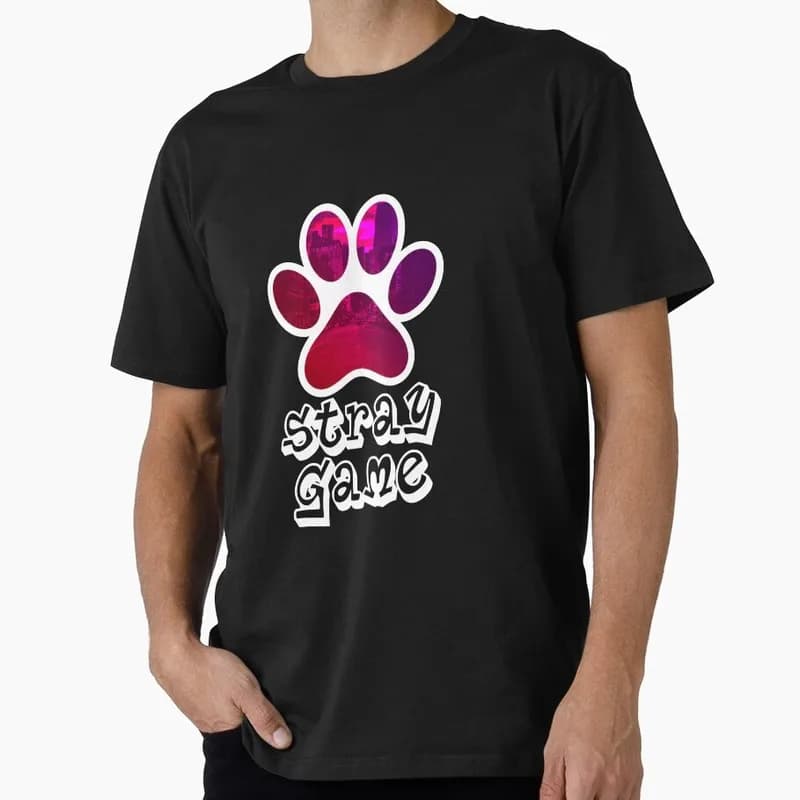 Stray Video Game Cat Graphic T‑Shirt O‑Neck Short Sleeve Unisex Tees Cyberpunk Stray Cat Print Casual Streetwear For Gamer Fans