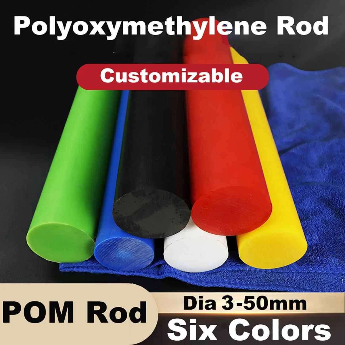 2Pcs 50cm Diameter 3-50mm Black White Red Blue Yellow Green POM Rods Solid Plastic Bar Polyoxymethylene Rod Stick Machining
