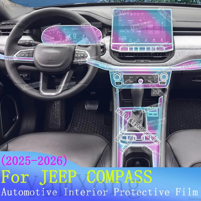 Car interior Kit scratch For JEEP COMPASS Navigation Dashboard screen Protection Sticker Center Panel TPU Transparent Cover Film