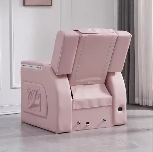 Pink Reclining Manicure Chair with LED Light Luxury Foot Pedicure Spa Salon Chair Trending And Popular for Beauty Relaxation