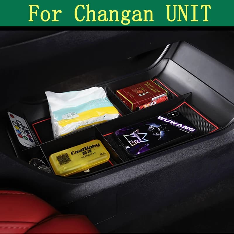 Car Central Armrest Storage Box Container Center Console Organizer Tray Interior For Changan UNIT 2023 2024  Accessories