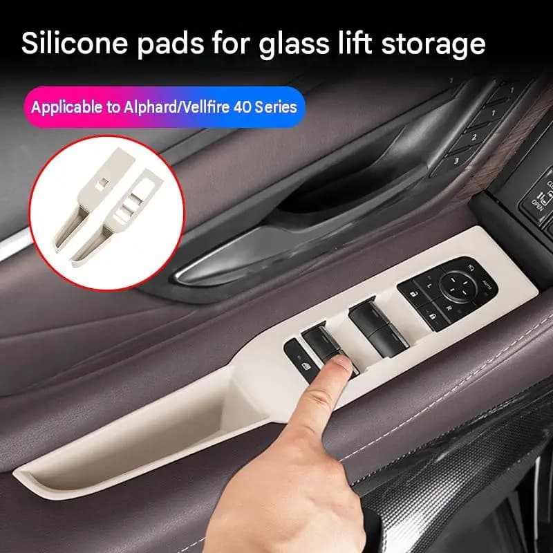 Car Window Switch Storage Tray Trim for Toyota Alphard Vellfire 40 Series Silicone Door Panel Organizer Insert Cabin Accessories