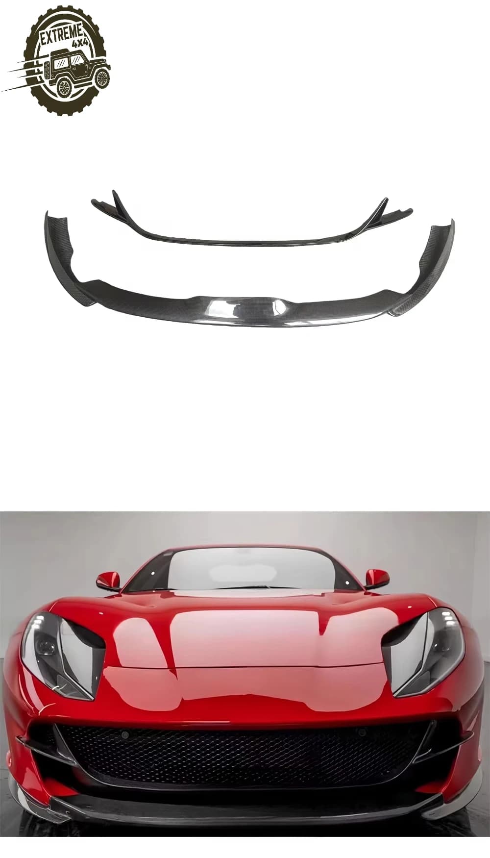 N Style Carbon Fiber Car Exterior Bumper Parts Front Lip Carbon Fiber Kit for Ferrari 812 GTS