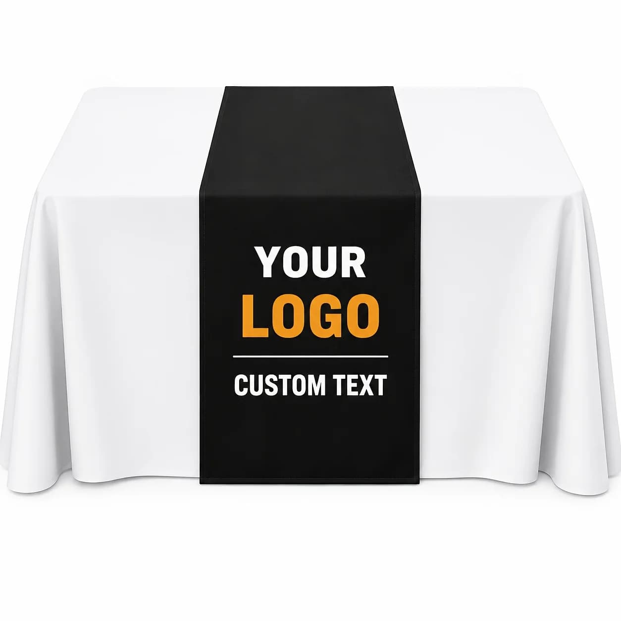 Custom 1pc Polyester Table Covers, Custom Vendor Booth Table Runner for Business Logo Display, Machine Washable Tablecloths