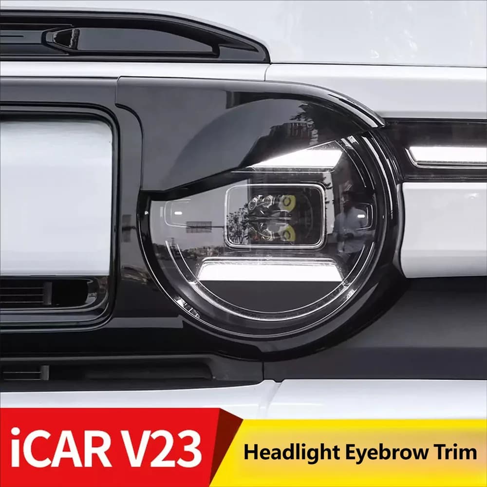 For Chery iCAR V23 Car Style Rear Spoiler Wheel Arch Front Head Lamp Hood Racing Grille Tail Wing Light Cover Accessories