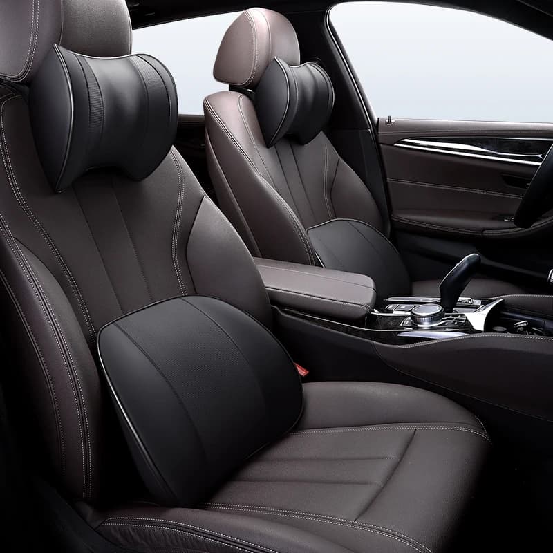 Leather Pillows lumbar back support waist pillows Car Seat cushion Space Memory Cotton Headrest U Shaped Neck Rest Pillow