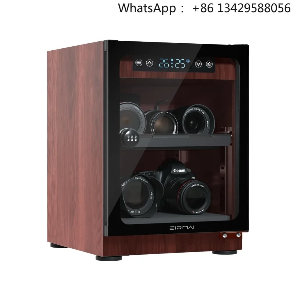 30l Wood Grain Style Electronic Moisture Proof Box Dry Cabinet SLR Camera Lens Stamp Photography Dehumidification Cabinet