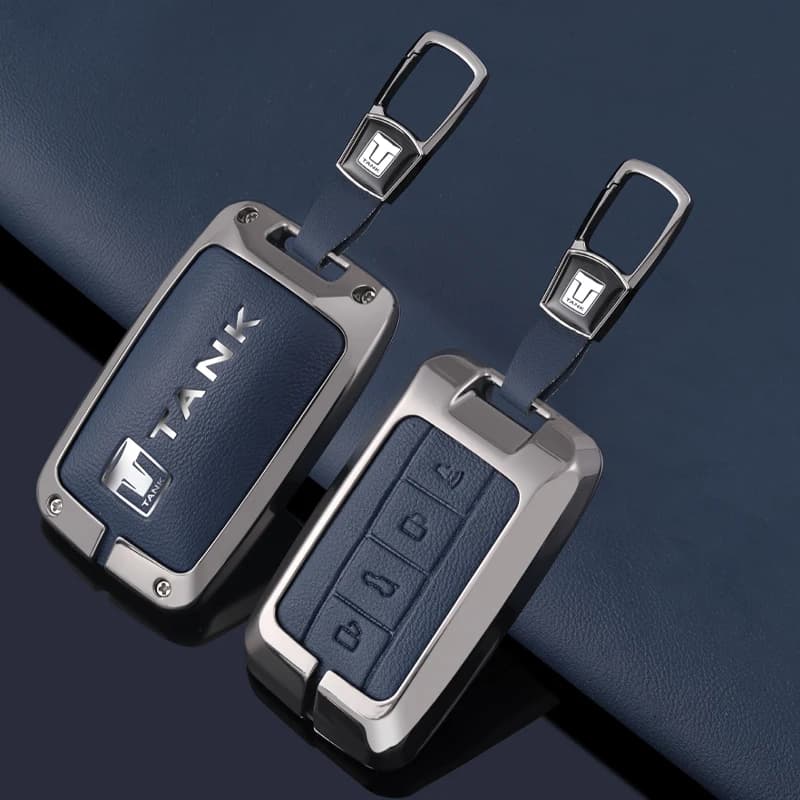 Zinc Alloy Leather Car Remote Key Case Cover Shell Fob For Great Wall GWM WEY TANK 300 500 Tank300 Tank500 Keychain Accessories