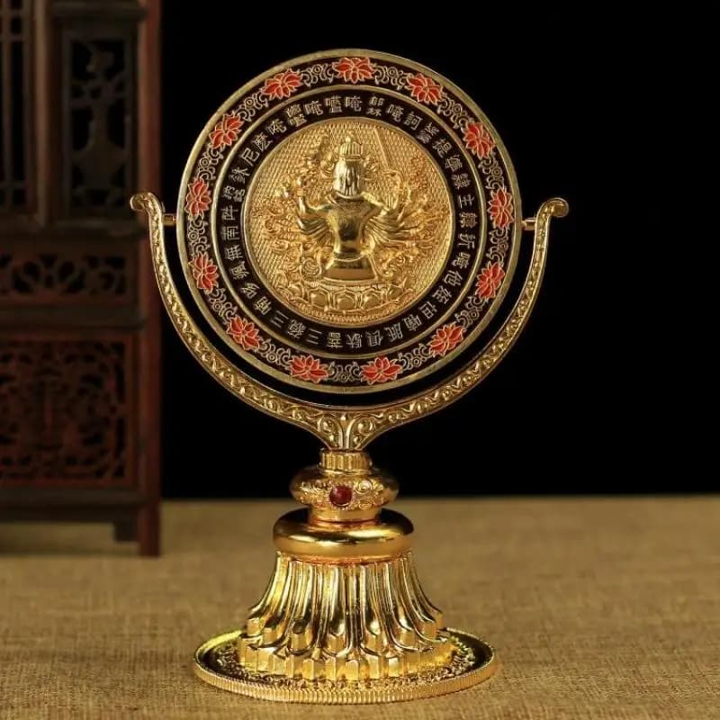 Brass Enamel Cundi Mirror Statue Nepal Craft Tibetan Buddhism Tantric Ritual Altar Supply Auspicious Religious Ornament