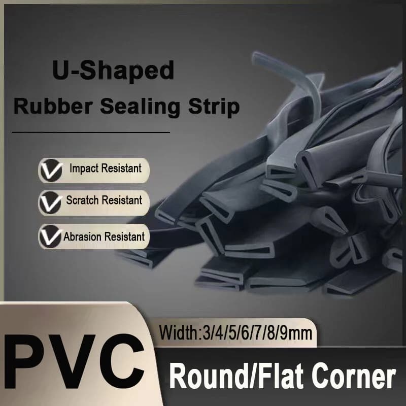 1/5M Black Rubber Edge Strip U Section Anti Oil Seal Edge Shield Encloser Inner Width 3-9mm High 5-15mm
