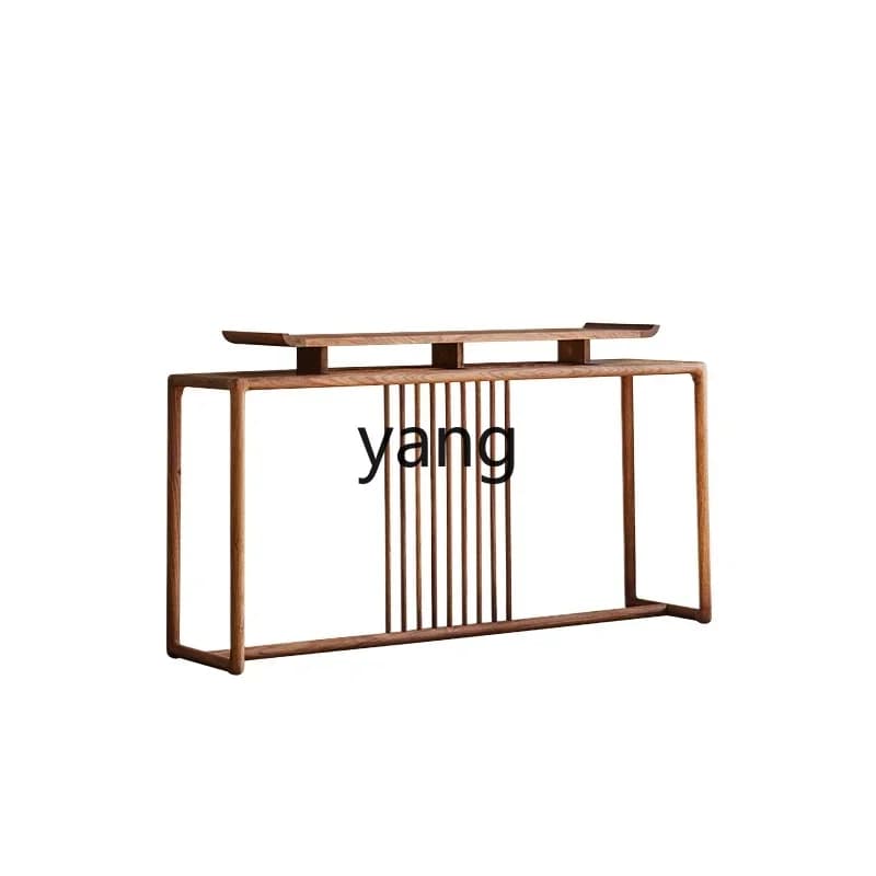 LMM New Chinese Solid Wood Bar Entrance Table Black Walnut Modern Simple Zen Entrance Table