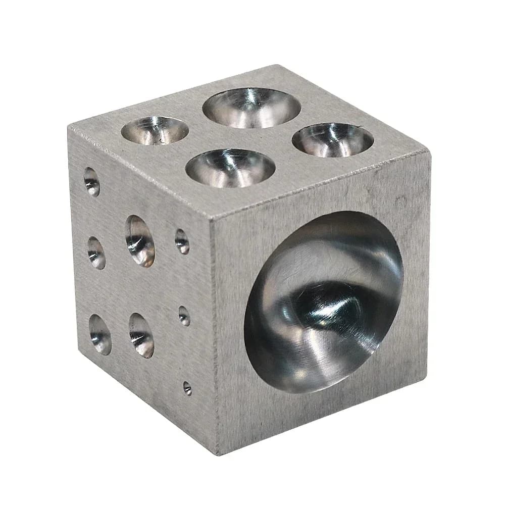 50x50x50mm Square Dapping Block Punch Nest Anvil with Polished High Carbon Steel Cavities for Bell Making Jewelry Crafting Tools