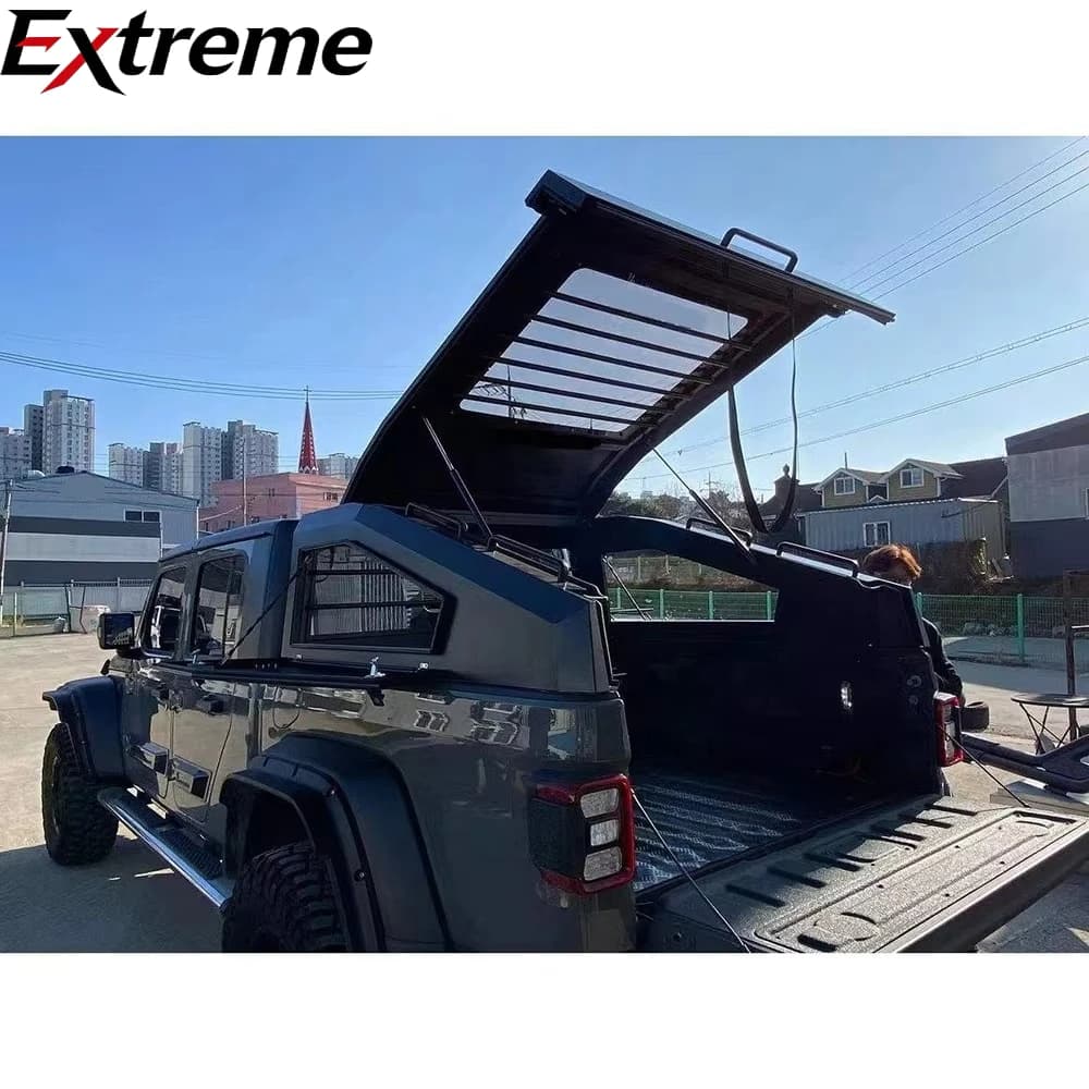 4x4 Offroad Accessories Hot Sale Steel Hardtop Topper Canopy Storage Box Slanted Cover with Window for jeep Gladiator JT Pickup