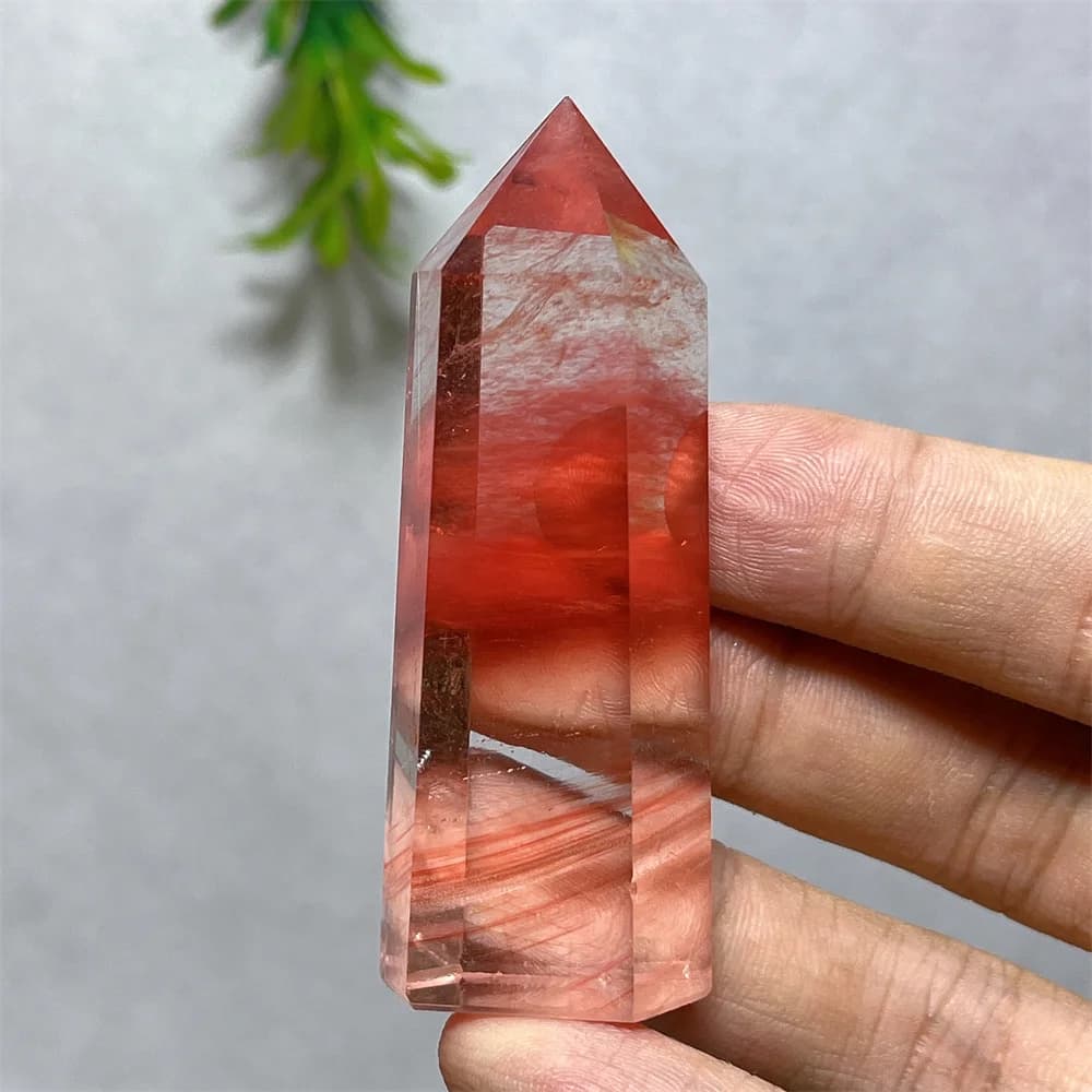 Crystal Natural Red Clear Quartz Tower Point Wand Reiki Energy Mineral Gemstone Healing Minerals Witchcraft Home Decoration