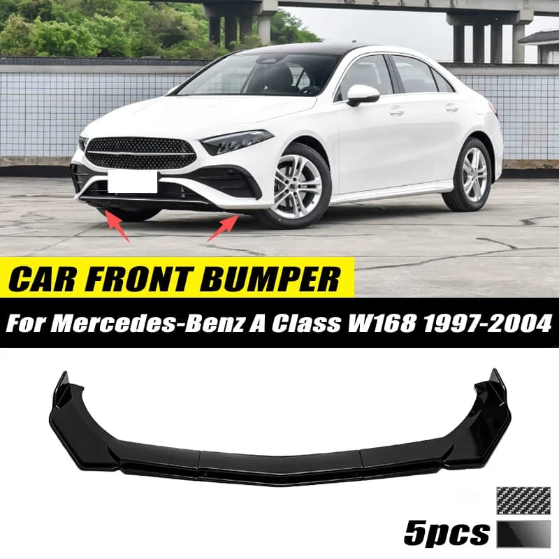 For Mercedes-Benz A Class W168 1997-2004 Front Bumper Lip Front Guard Spoiler High-quality ABS Material Body Kit Front Lip