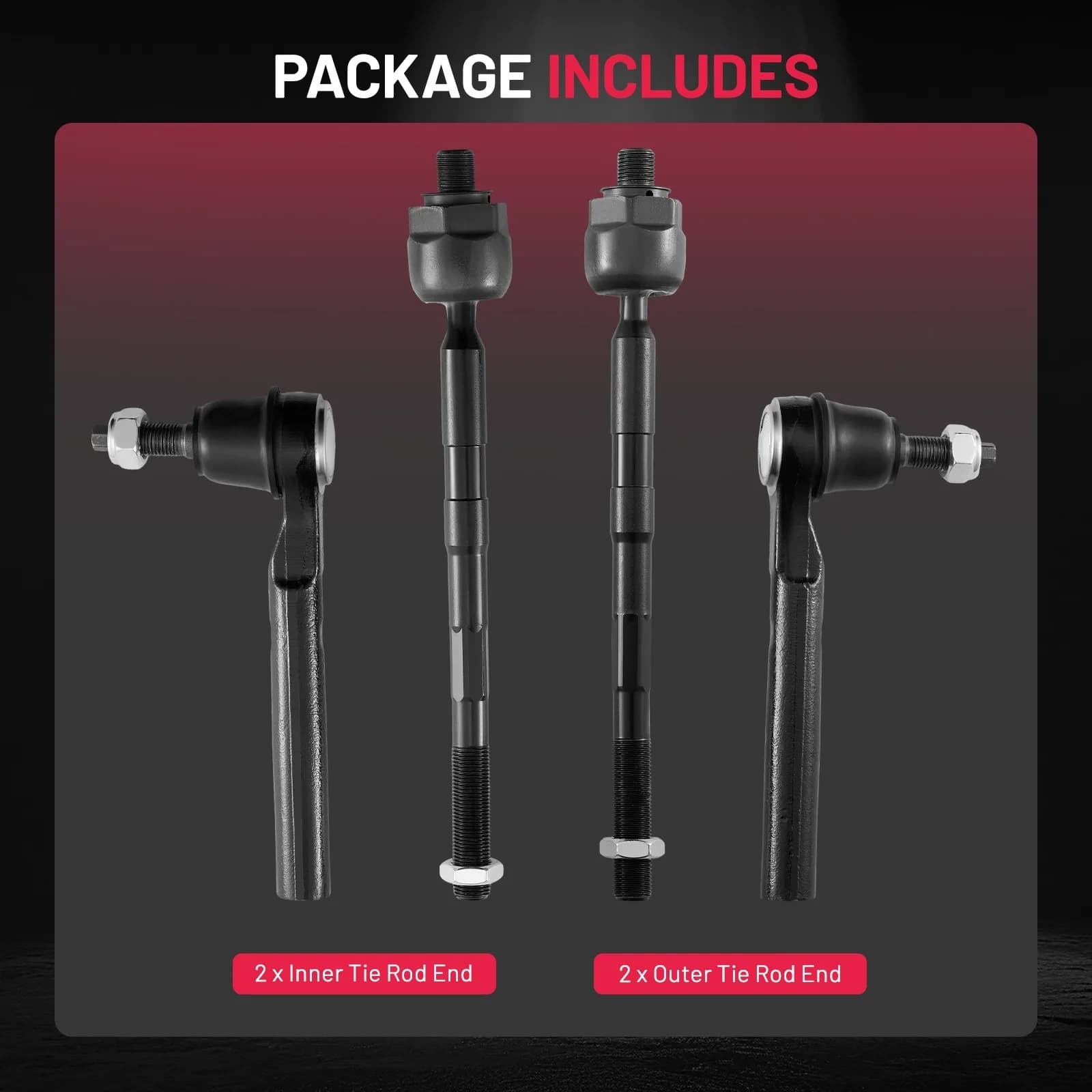 4PCS Tie Rod Kit Front Inner Outer fit for 2007-2010 H3 Hummer 3.7L l5 OE：ES800762 EV800609 88877721 25781473