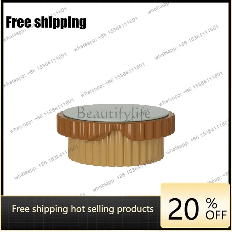 YJ Modern Luxury Round Stand Cream Style Cake Coffee Desk Mini Household Living Room Furniture