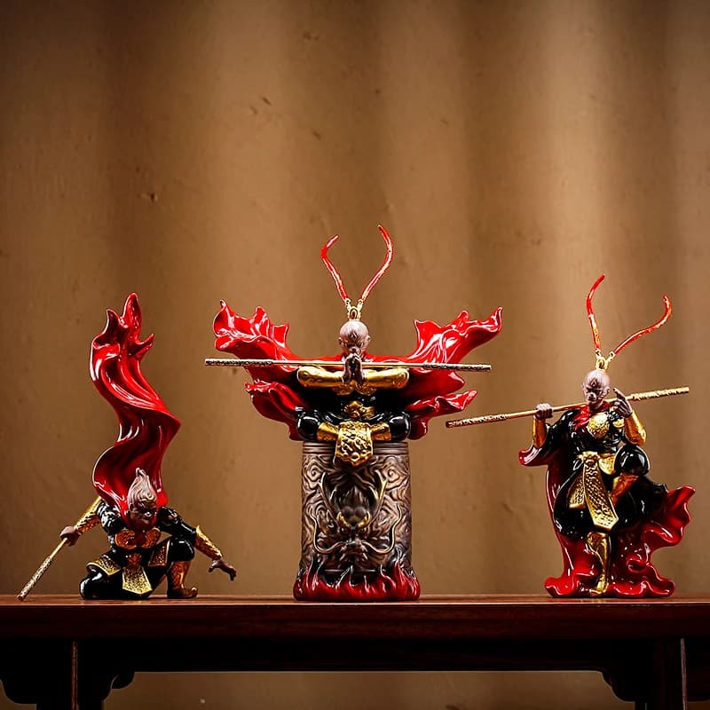 Zen Qitian Great Saint Sun Wukong Ornament Home Living Room Fish Tank Landscaping Creative Ceramics Office Entrance Decoration