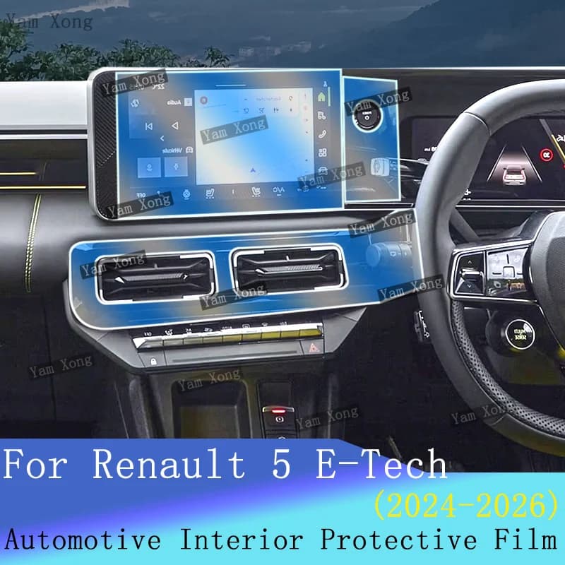 Auto Center Console Wrap Cover Sticker For Renault 5 E-Tech Full set interior Film Navigation screen Protection Transparent Film